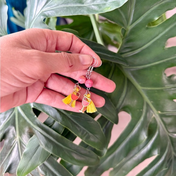 Agate Earrings with Wine Glass Charms - Picture 3 of 3